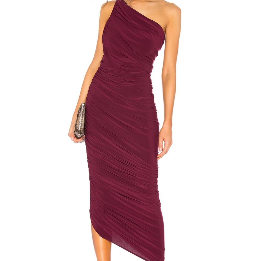 NORMA KAMALI diana ruched wine dress